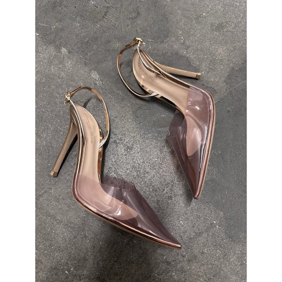 Gianvito Rossi Ribbon D'orsay Heels Peach Metallic Transparent - Picture 5 of 7